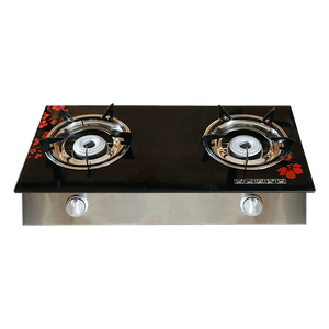 GAS COOKER 2 BURNERS GLASS PANEL-8002-BF